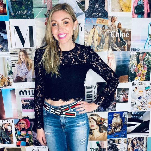 Dian Von Furstenberg Bell Sleeve Black Lace Top - Picture 4 of 13